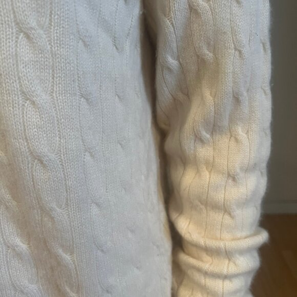 90'S VINTAGE MENS POLO RALPH LAUREN CASHMERE CABLE KNIT SWEATER SZ L LARGE - Picture 2 of 4